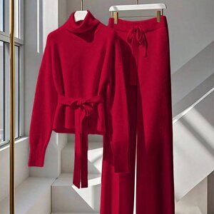 Red Elegant Women's Knitted Sweater